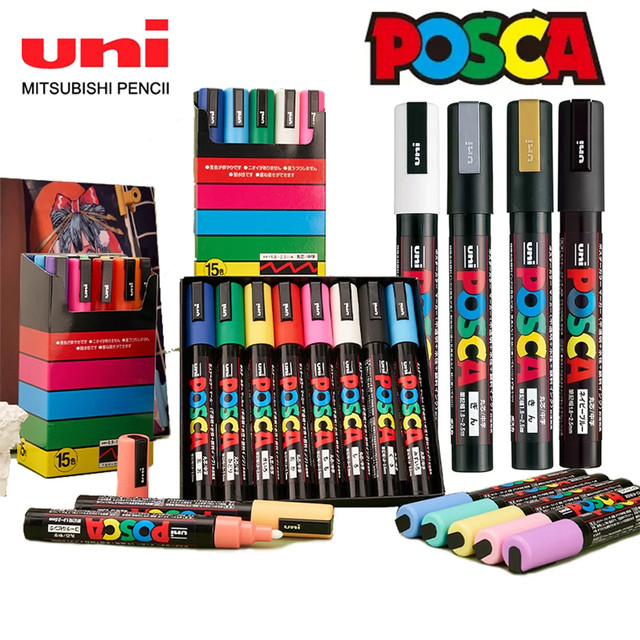 Uni Posca Paint Markers Set Of 48/29/36/16/8/7 Colors Painting Pens,  Pc-1m/3m/5m/8k/17k Full Set Drawing Art Posca Marker Gift - Art Markers -  AliExpress